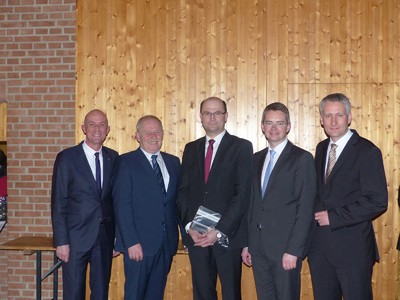 Neujahrsempfang der CSU Friedberg
(Von links nach rechts: Klaus Metzger, Manfred Losinger, Albert Füracker, Peter Tomaschko und Hansjörg Durz)